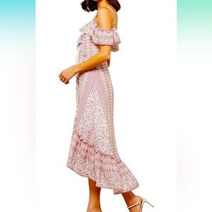 BCBGMAXAZRIA Women's Off The Shoulder Ruffle Day Dress